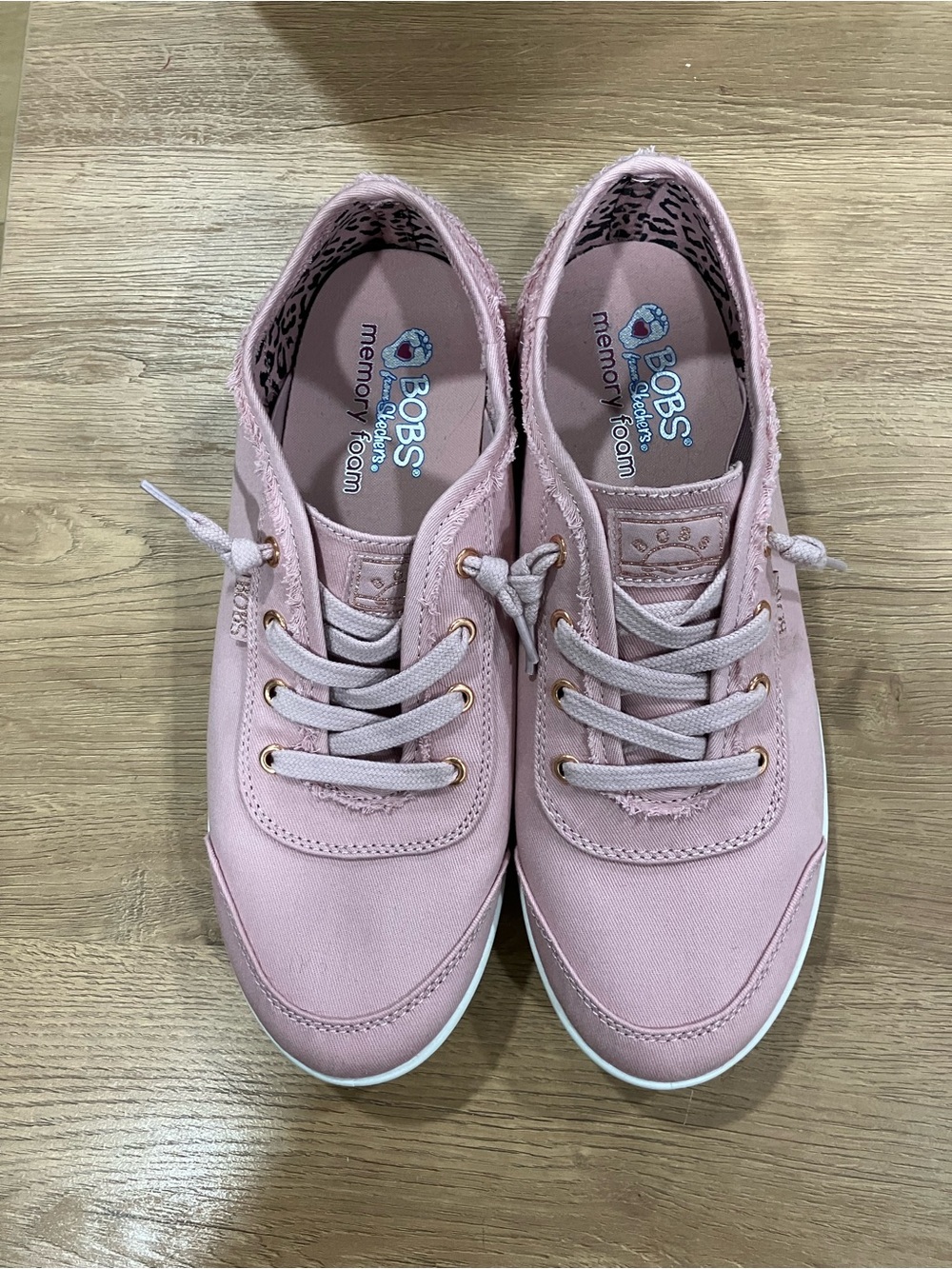 Skechers BOBS Lace-Up Canvas Sneakers - Pink